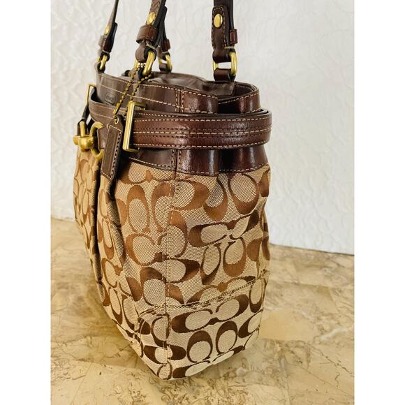 Vtg coach Hampton brown canvas/ leather carryall tote shoulder bag 121467 - Picture 4 of 10